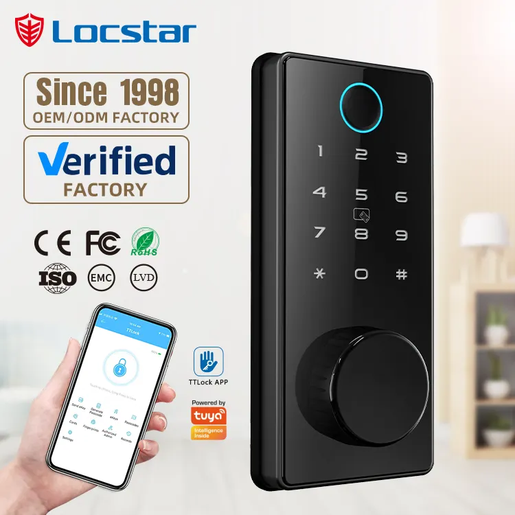 Ttlock Intelligent Smart Home Door Handle Lock Remote Keyless with Fingerprint Biometric Technology via App
