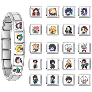 Charms in Acciaio Inox con Personaggi Anime e Cartoni Animati, Personalizzabili, per Bracciali da 9mm, Creazione di Gioielli Fai-da-Te - Product Image 1