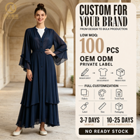 Abaya Ouverte Élégante de Dubaï, Fabrication OEM, Vente en Gros, Personnalisée, Faite à la Main, Modeste, Respirante, en Polyester, Mode Musulmane pour Femmes, Spécial Aïd et Ramadan