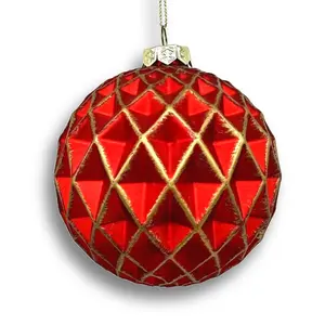The latest design glass ornaments Christmas tree home decoration gold and red special shape Christmas glass ball ornaments