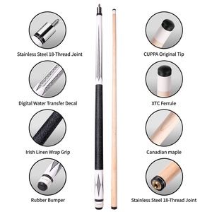 Queues de billard CUPPA de haute qualité, 58 pouces, en érable canadien, avec joint en acier inoxydable, embout de 10,5/11,5/13 mm, pour la maison, le bar, le club - Product Image 2
