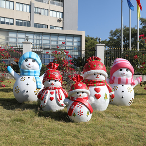 Jardín al aire libre Parque Tamaño real 1,2 M Alto Accesorios de Navidad Muñeco de nieve Dibujos animados Lindo Realista Desgaste Sombrero Rosa Navidad Muñeco de nieve Estatua - Product Image 4