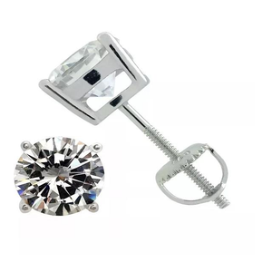 Élégantes boucles d'oreilles clous en or blanc et rose 10K avec diamants de laboratoire, bijoux fins minimalistes, cadeau de mariage classique pour femme - Product Image 2