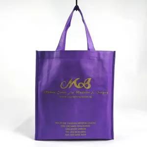 Purple Shopping Bags Non Woven Reusable Stock Lots Non Woven Extra Larfe Shopping Bag Heavy Duty Shopping Pp Non Woven Bag