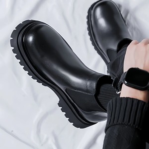 Platform High Top Thick-soled Men's Shoes Casual Ankle <b>Work</b> <b>Boots</b> Formal Loafer <b>Leather</b> <b>Boots</b> Shoes - Product Image 6