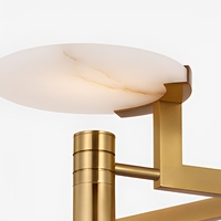 Lustre moderne en albâtre naturel, design disque flottant, suspension LED de luxe en laiton pour salle à manger, îlot de cuisine, hôtel, villa
