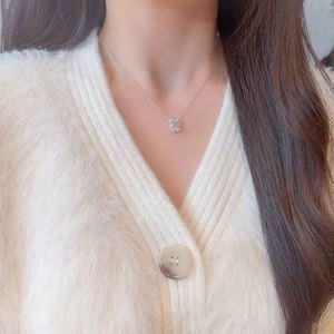 Collier pendentif en or 18 carats avec émeraude de laboratoire taille émeraude et diamant <span class=keywords><strong>rose</strong></span> de couleur, romantique, tendance, réglable, motif cube de sucre, pour femme - Product Image 4