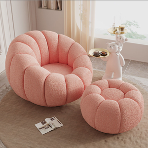 Fauteuil inclinable moderne de style crémeux pour salon, cadre en bois, canapé lounge tatami simple avec repose-pieds pour femmes, rose - Product Image 1