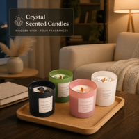Bougie aromatique en cire de soja personnalisée de luxe ESUN, faite à la main, en forme de pilier, dans un bocal en verre, parfumée aux cristaux, pour les fêtes