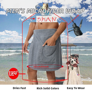 Toalla de <span class=keywords><strong>Sauna</strong></span> para Hombre con Logotipo Bordado Personalizado, 100% Algodón, con Botones y Bolsillo, Color Sólido, Secado Rápido, para Uso en Casa, Spa o Gimnasio - Product Image 2