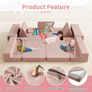 <b>Kids</b> Play Couch 13 Pcs Modular Foam <b>Sofa</b> Set For 0-10 Years Old Children's Educational Toy - Product Image 5