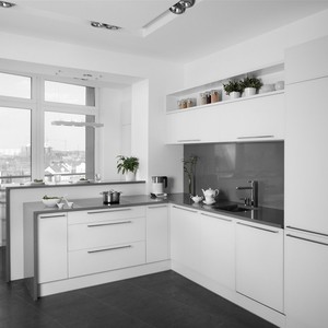 Klein Appartement Modulaire Melamine Houten Kleurencombinatie Ontwerp Metalen Kasten Voor Keuken Gola Profiel Keukenkast - Product Image 6