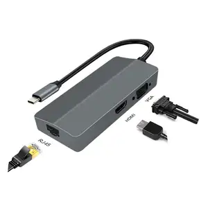 Hub usb c de alta qualidade com ethernet rj45, hub de liga de alumínio 8 em 1, usb c hub