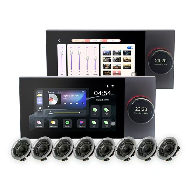 Tuya 7-inch Electric Smart Control Panel with App Control 1080p Background Music Host ZigBee Gateway for 8-way Wired Speakers