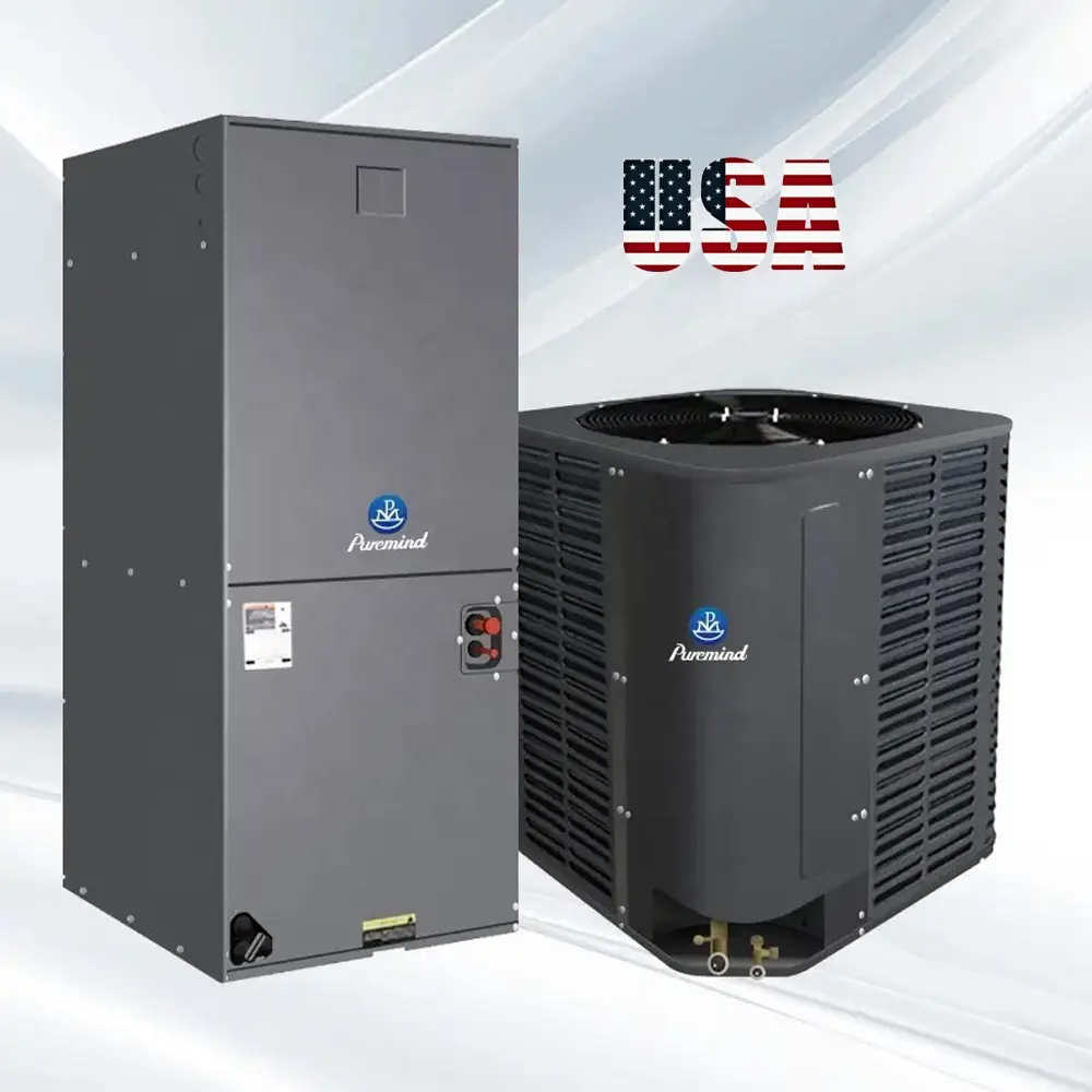 Abd HVAC sistemi 15SEER hava Handler AHU 18000Btu-60000Btu R410a olmayan invertör soğutma sadece üst deşarj dikey hava taşıma ünitesi