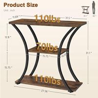 Meilleure Vente : Table d'Entrée à Trois Niveaux en Bois Ouvert avec Cadre Métallique Courbé, Table de Canapé Étroite Adaptée