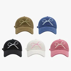 Custom Sports Hats Embroidery Logo Fashion Design Bowknot Women Baseball Caps