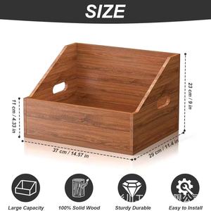 Wooden Vinyl <b>Record</b> Storage Box Rectangle <b>Standing</b> Type Solid Color <b>Record</b> Organizer For Home Office Use - Product Image 4