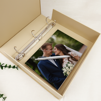 Carton avec logo de taille personnalisée boîte de reliure à anneaux intégrée pour stockage de photos de mariage