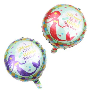 18 Inch Cartoon Round Shape Foil Helium Balloons For Birthday Kids Gift party Decoration Mermaid Balloon