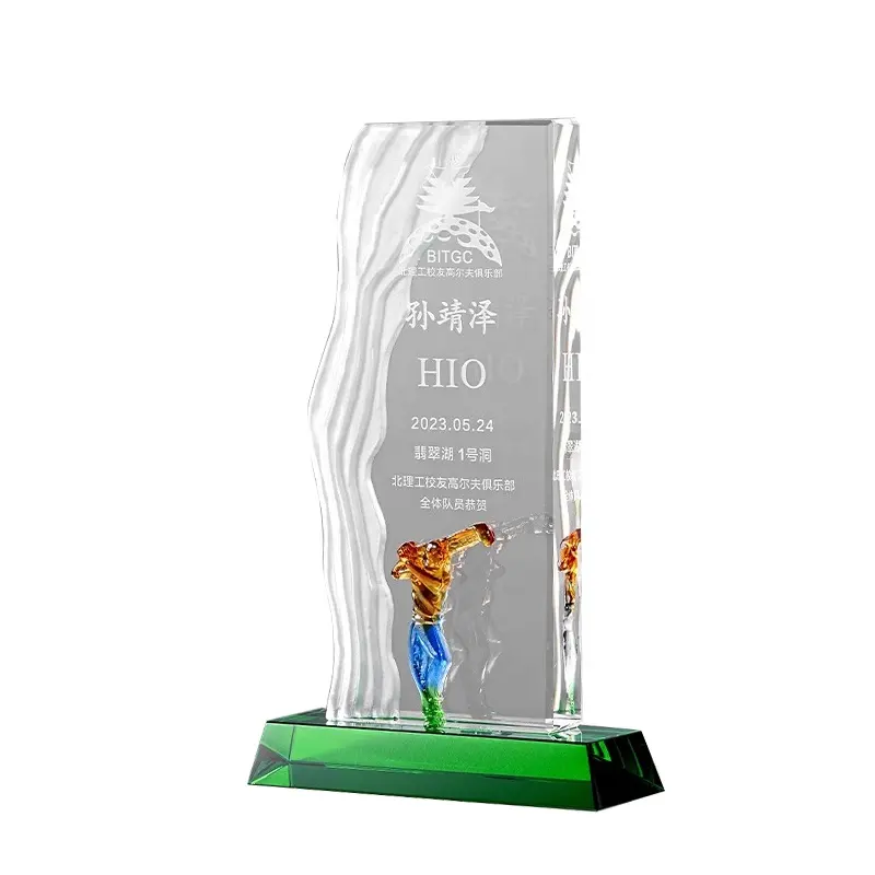 high quality new design blank clear crystal glass trophy award plaque golf sports and games events trophies and awards