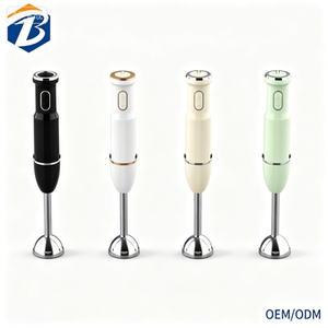 Mixeur plongeant 2 lames, boîtier en acier inoxydable, alimentation par piles, commande par bouton-poussoir, 12 vitesses, pour usage domestique en cuisine - Product Image 1