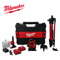 Kit de niveau laser Milwaukee M18 18V sans fil, niveau laser vert auto-nivelant avec trépied et récepteur pour la construction