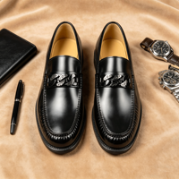 Mocassins en cuir pour hommes de haute qualité, à semelle épaisse, faits à la main en cuir véritable, à enfiler, pour tenue habillée ou décontractée