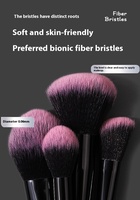 Ensemble de pinceaux de maquillage pour cheveux synthétiques fuchsia noir dégradé 12 pièces avec élégantes poignées en plastique noir pour un usage quotidien professionnel
