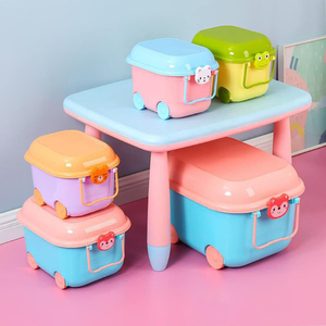 Customizable PP Pig-Shaped <b>Storage</b> <b>Boxes</b> with Wheels & Handles Eco-Friendly Stackable Design Over 35L Capacity for Kids Home Use - Product Image 5