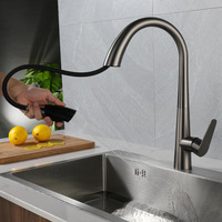 Robinet de cuisine à col de cygne rotatif à 360° avec douchette extractible, deux modes de jet, en céramique, moderne et minimaliste, idéal pour petits espaces