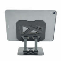 Support de tablette en métal, base rotative à 360°, angle d'inclinaison réglable à 180°, support pour appareil électronique, conception ergonomique, pliable