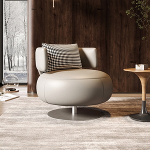 <span class=keywords><strong>Fauteuil</strong></span> pivotant nordique moderne et minimaliste pour salon, chambre à coucher, relaxation, canapé individuel créatif en cuir, chaise d'hôtel - Product Image 5