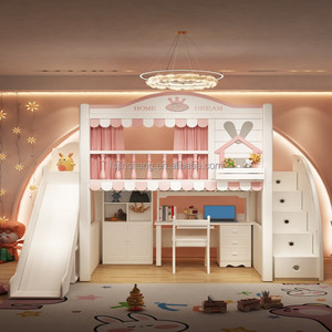 Js Đồ Nội Thất Thiết Kế Mới Trẻ Em Nhà Trẻ Em Giường Tầng Cô Gái Của Và Chàng Trai Đồ Nội Thất Phòng Ngủ Trẻ Em Loft Giường Với Trượt Và Lưu Trữ Cầu Thang - Product Image 3