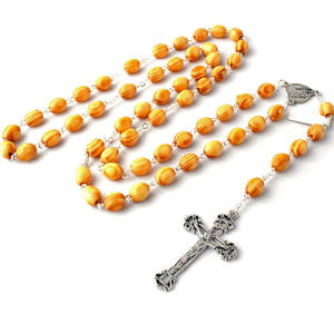 Chapelet <span class=keywords><strong>de</strong></span> chaîne à perles en bois, pin antique, avec pendentif religieuse <span class=keywords><strong>de</strong></span> fatma, pièce du Center, collier avec Crucifix religieux - Product Image 4
