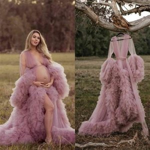 Vestidos de Maternidad, Batas de Dormir Sexys para <span class=keywords><strong>Fiesta</strong></span> de Cumpleaños, Ropa de Dormir de Tela de Malla con Cuello en V Largo - Product Image 3