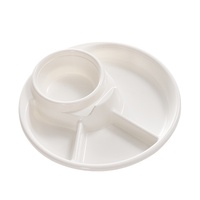 Assiette peu profonde à compartiments en plastique PP et paille de blé, assiette de dîner ménagère pour la réduction des graisses, ensemble d'ustensiles pour enfants, incassable, pour pique-nique