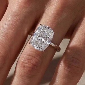 925 Moissanite 8.5Carat 10x14mm <b>Cushion</b> Cut Hidden Halo Engagement Travel <b>Ring</b> in Yellow & White Gold Plated for Women's - Product Image 1