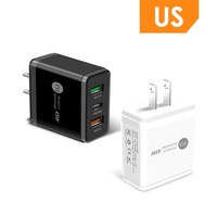 Chargeur rapide double Type-C 20W QC3.0 avec rotation à 360 degrés, adaptateur électrique ignifuge pour téléphones portables et écouteurs - Europe/États-Unis/Royaume-Uni