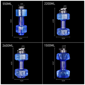 Bouteille d'eau en forme d'haltère remplie d'haltères tasses transparentes bouteille d'eau de sport pour le sport Fitness Gym entraînement hommes femmes - Product Image 3