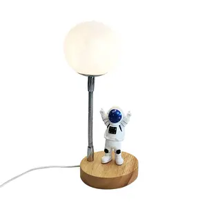 儿童月球台灯太空伙伴灯宇航员夜灯USB供电和按钮控制3D月亮灯