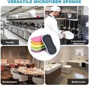 Éponge de nettoyage en microfibre double face pour la vaisselle, réutilisable, pour la cuisine, vente en gros - Product Image 4