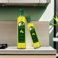 Bouteilles en verre rondes transparentes personnalisées en gros pour huile d'olive, vinaigre de cuisine, sauces et condiments avec couvercles