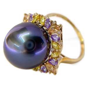 Anillo de Plata de Ley 925 con Perla Negra Premium de 13-12 mm, Redonda, con Gran Brillo y Casi Impecable, 100% Auténtica - Viene con Caja de Regalo - Product Image 5