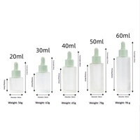 Flacon compte-gouttes en verre dépoli à épaule plate pour huiles essentielles, sérums et essences, 30ml 50ml, en stock, flacon de sous-conditionnement