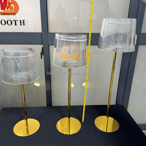 Juego de Candelabros de Metal Dorado con Cristales en Cascada, Estilo Romántico, con Pantalla de Lámpara a Rayas, en Oferta, para Decoración de Centros de Mesa en Banquetes - Product Image 5