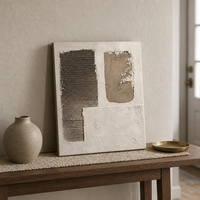Peinture à l'huile abstraite impasto peinte à la main 40x50cm Beige Taupe Charbon sur toile de coton et lin pour décoration murale