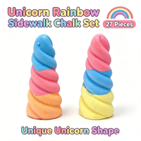 Ensemble de craies lavables non toxiques sans poussière pour trottoir, 27 pièces, forme licorne arc-en-ciel, couleurs vives, jouet cadeau pour dessin extérieur pour enfants
