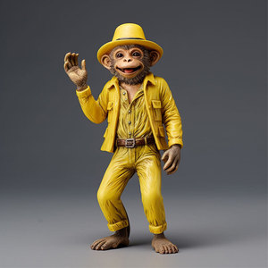 Figura de Mono de Plástico con Sombrero de Paja y Traje Amarillo, Decoración Artesanal de Resina para Sala de Estar, Regalo de Cumpleaños, Diseño Contemporáneo, para Mayores de 14 Años - Product Image 3