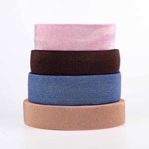 Vente en gros d'usine, bande élastique personnalisée pour ceinture, bande élastique en polyester pailletée, bande élastique tissée brillante pour sous-vêtements - Product Image 2